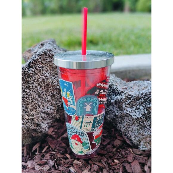 LIMITED EDITION Dutch Bros 2024 Christmas Tumbler Red Plastic Cold Drink Cup 24z - Picture 2 of 9